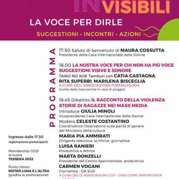 Foto: Casa Internazionale Donne Roma, 25 novembre: VIOLENZE inVISIBILI. LA VOCE PER DIRLE