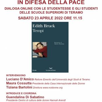 Foto: Edith Bruck in difesa della pace: a Teramo dialoga con le scuole superiori