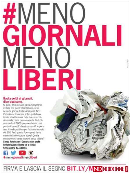 Foto: “MENO GIORNALI MENO LIBERI”: i numeri del disastro