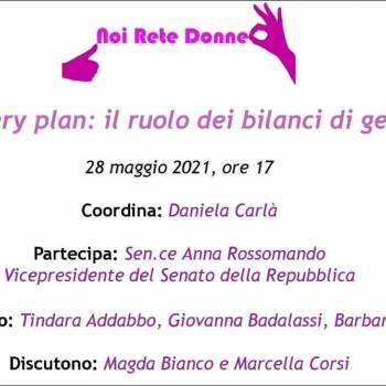 Foto: RECOVERY PLAN: IL RUOLO DEI BILANCI DI GENERE