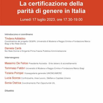 Foto: Secondo incontro sulla Certificazione della parità di genere in Italia